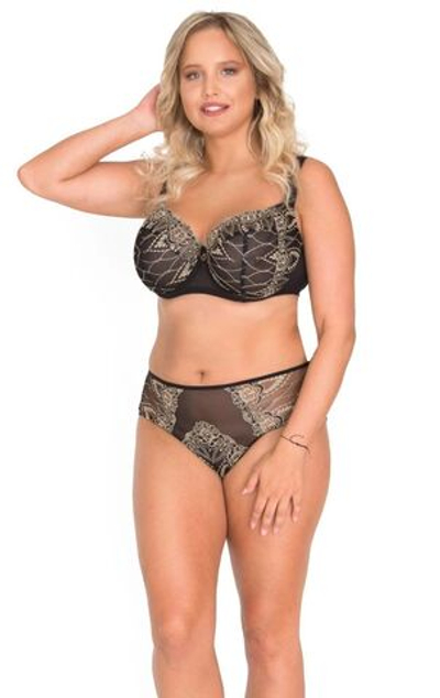 Бюстгальтер с мягкими чашками plus size и вышивкой телесной нитью (Размер: 90G) (Цвет: черный)