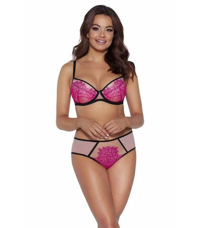 Бюстгальтер push-up с кружевной отделкой чашек (Размер: 80E) (Цвет: розовый)