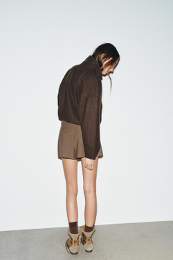 ZARA ШОРТЫ СО СКЛАДКАМИ И ПУГОВИЦАМИ, ХАКИ