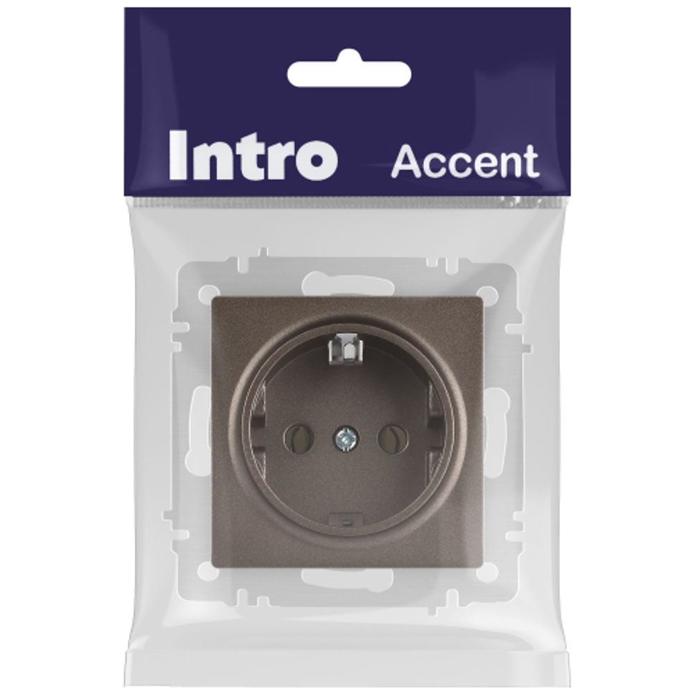 Розетка Intro Accent 6-202-08 2P+E Schuko 16А-250В IP20 СУ AL/CU бронза | Intro