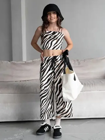 Костюм для девочки на лето с кюлотами