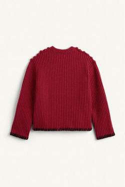 ZARA СВИТЕР СВОБОДНОГО КРОЯ ПЛОТНОЙ ВЯЗКИ, ВИННЫЙ