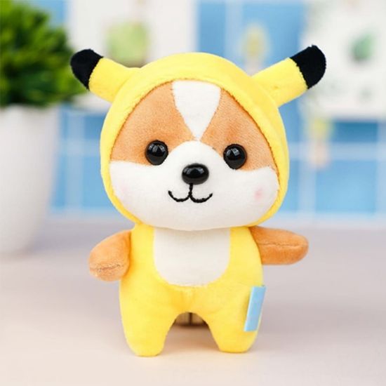 Мягкий брелок "Корги в шапочке" желтый 13 см