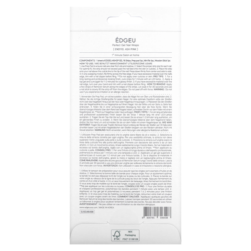 Edgeu, Гелевые обертывания для ногтей Perfect, END 110, пепельно-розовый, набор из 19 предметов