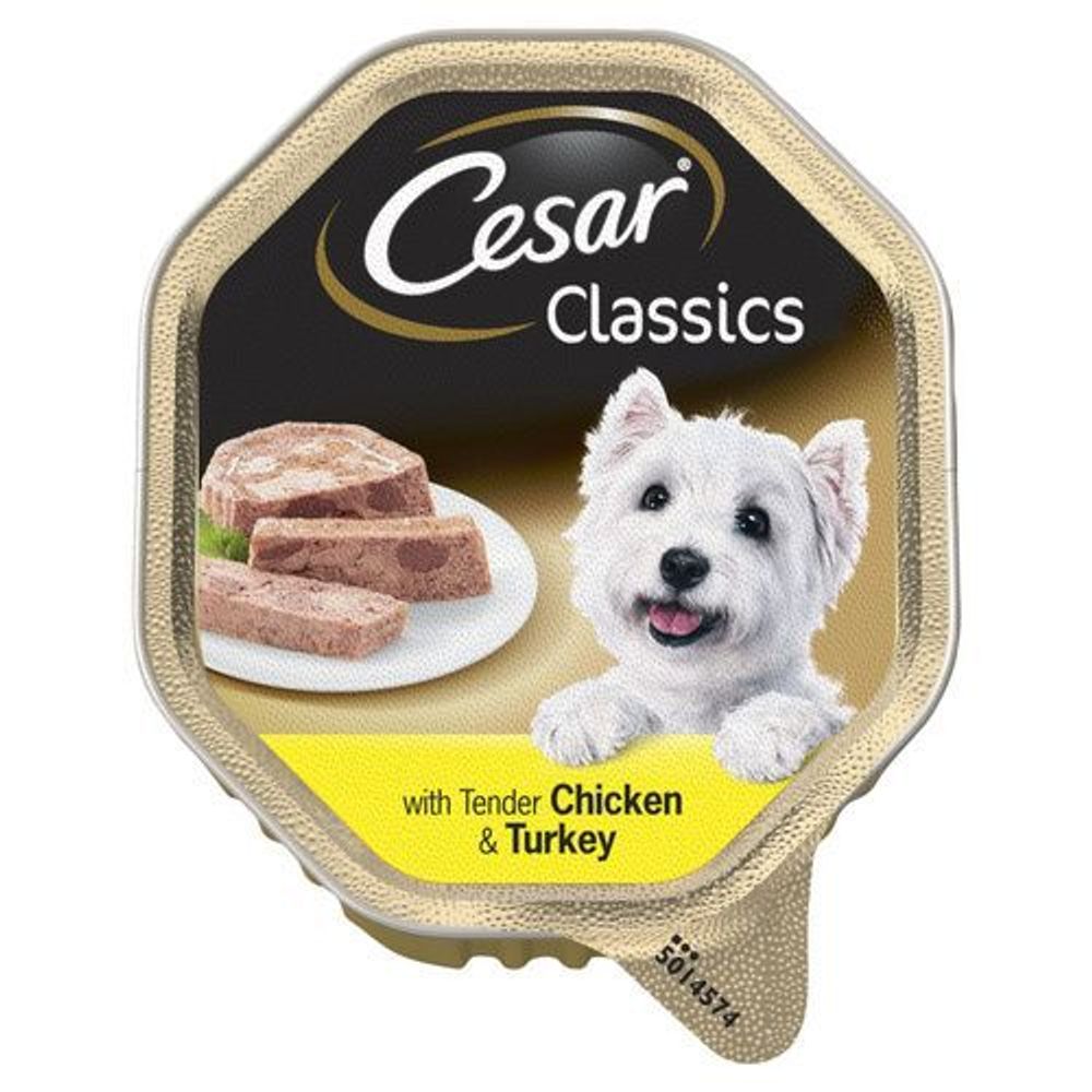 Cesar для собак классический с нежной курицей и индейкой паштет 150 г