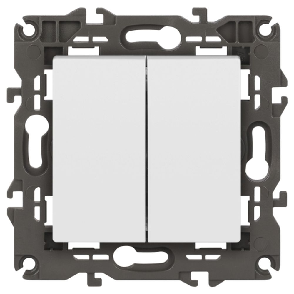 14-1104-01 ЭРА Выключатель двойной, 10АХ-250В, IP20, Эра Elegance, белый