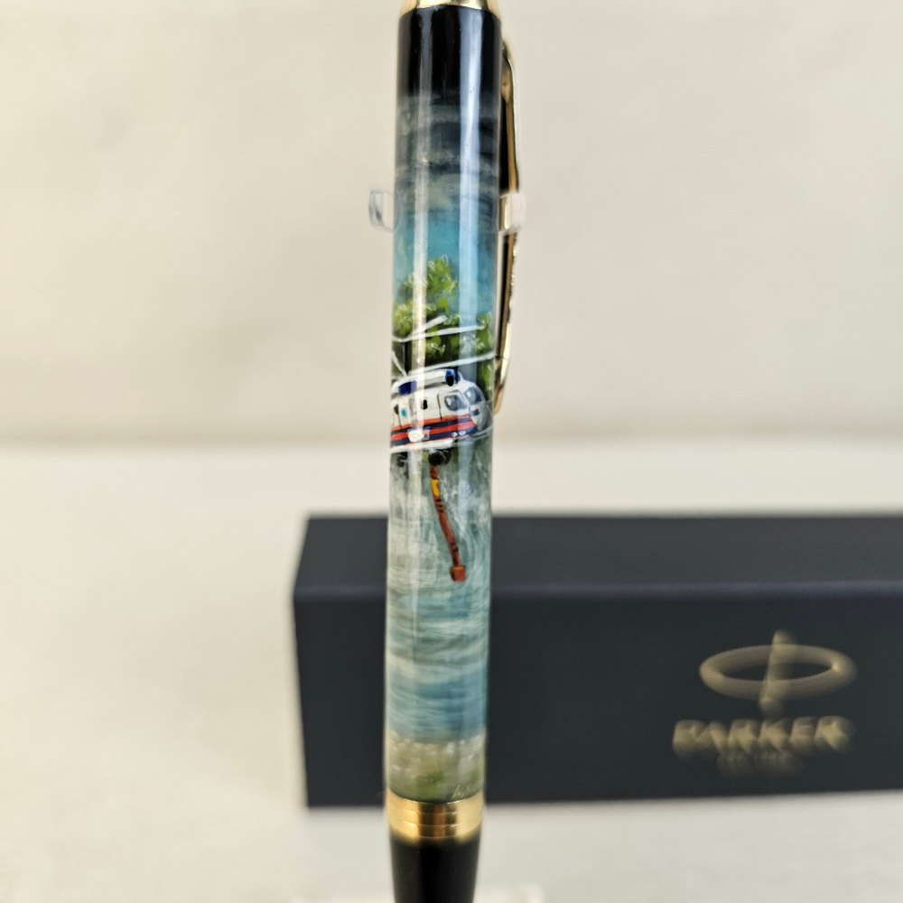 Ручка "Спасательный вертолет МЧС" с ручной росписью Палех