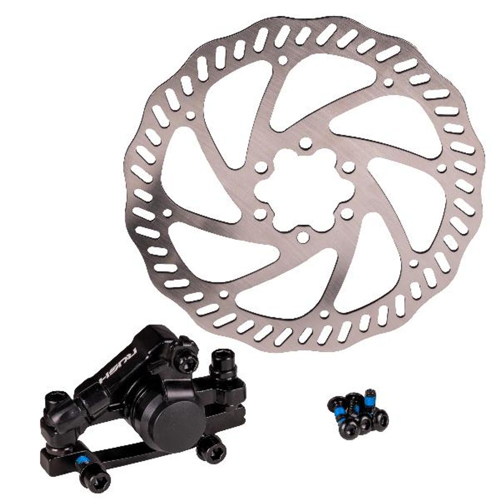 Комплект дискового тормоза RUSH (RADIUS) (машинка+диск 160 mm+болты) 140/160mm/3122613-23