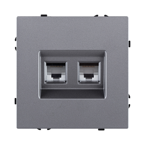 Розетка двойная Ethernet RJ45 Cat.6, серый Kollinger Eclipse EC-018GY