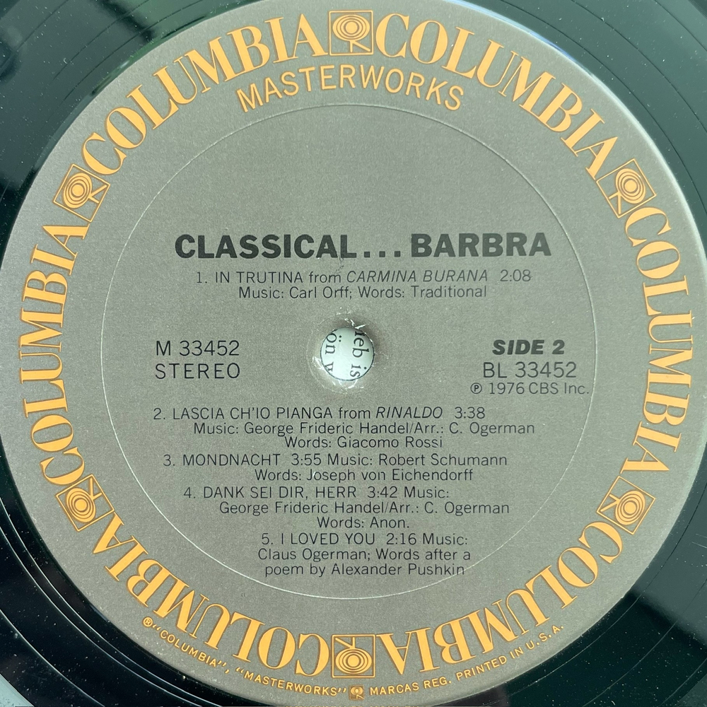 Barbra Streisand ‎– Classical ... Barbra (США 1976г.)