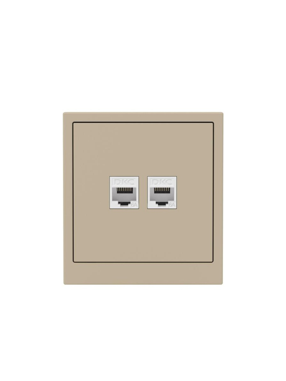 Розетка компьютерная 2-м KANT RJ45 кат.6A без шторки ванильн. марципан DKC 7015674