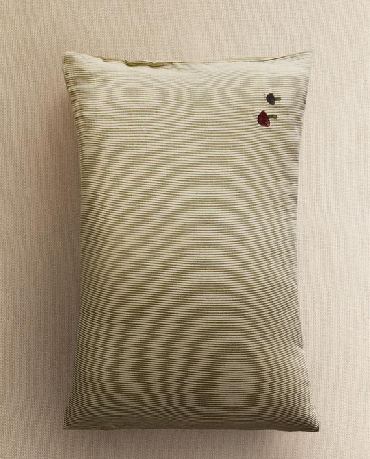 ZARA HOME ДЕТСКАЯ НАВОЛОЧКА В ПОЛОСКУ, ЗЕЛЕНЫЙ