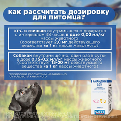 Противовирусный, иммуномодулирующий и противовоспалительный инъекционный раствор для животных, Анандин 10%, АВЗ, 100 мл.