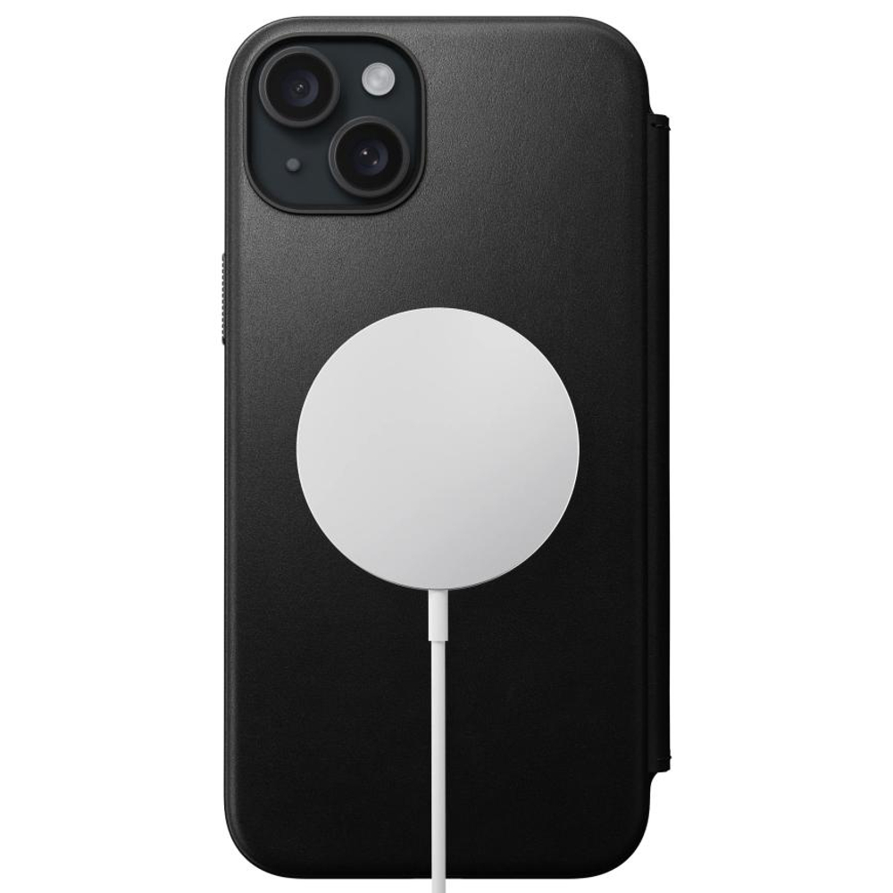 Кожаный чехол-книжка MagSafe Nomad Modern Leather Folio для iPhone 15 Plus Чехол из натуральной цельнозерновой кожи ECCO. Вмещает до трёх карт