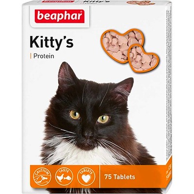 Лакомство "Витаминки" сердечки (протеин и рыба) 75 шт - для кошек (Beaphar Kitty's Protein)