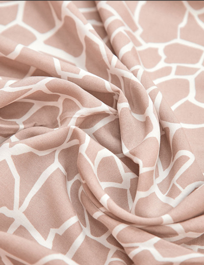 Ткань штапель принт Абстракция на бежевом, 105 гр/м, ш. 142 см