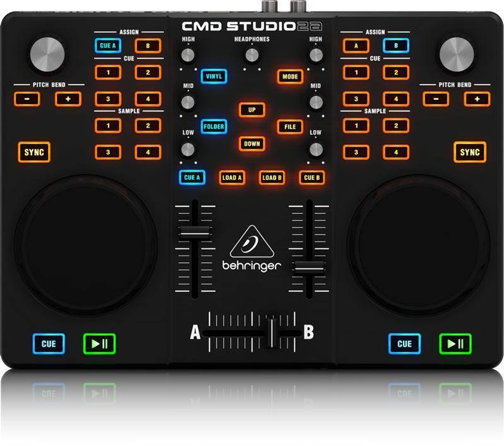 BEHRINGER CMD STUDIO 2A MIDI контроллер для DJ на 2 деки, со встроенным 4 канальным аудио интерфейсом__1