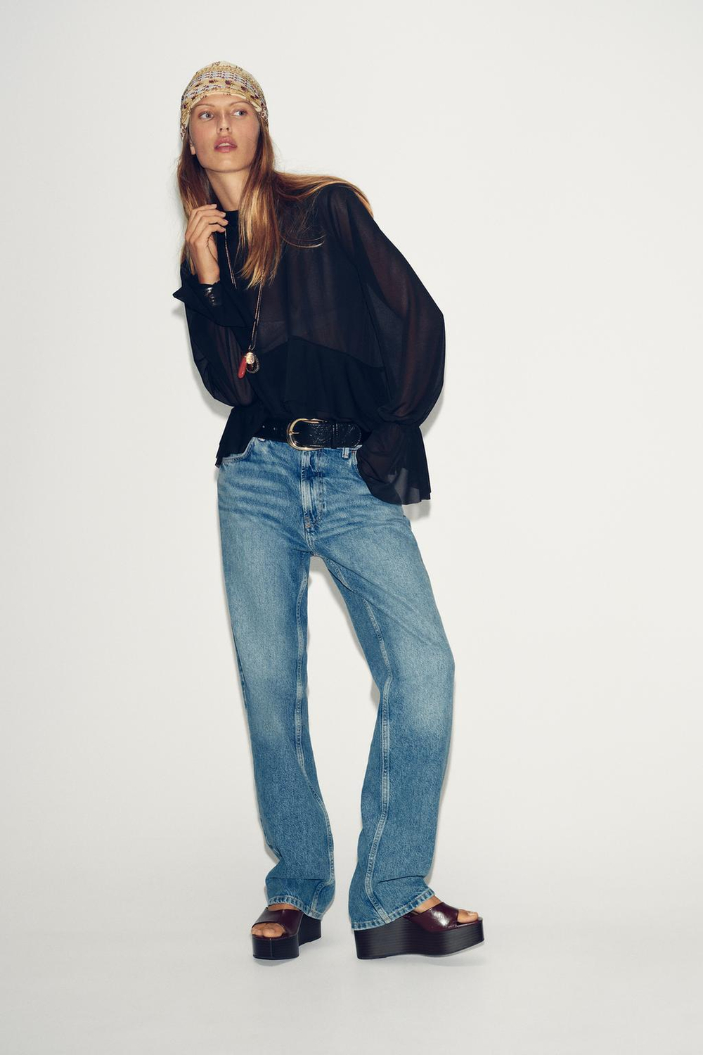 ZARA ЛЕГКИЙ ТОП, ЧЕРНЫЙ