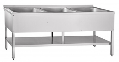 Ванна моечная трехсекционная ВМП-7-3-5РН (с полкой)