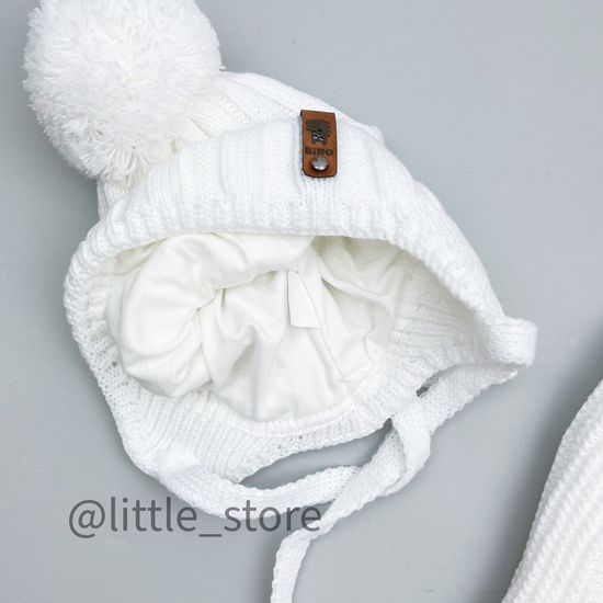 Шапка демисезонная, со снудом "Дино" белая