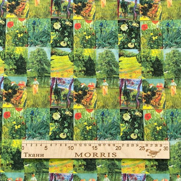 В СТИЛЕ ВАН ГОГА , купон 110/20,5 см (3 ряда, 63 картинки) 100% хлопок Handmade Fabrics 5