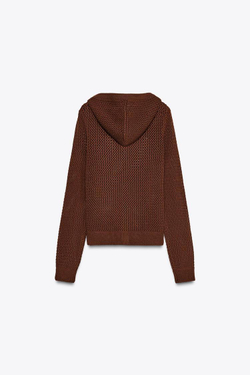 ZARA КАРДИГАН С КАПЮШОНОМ, КОРИЧНЕВЫЙ