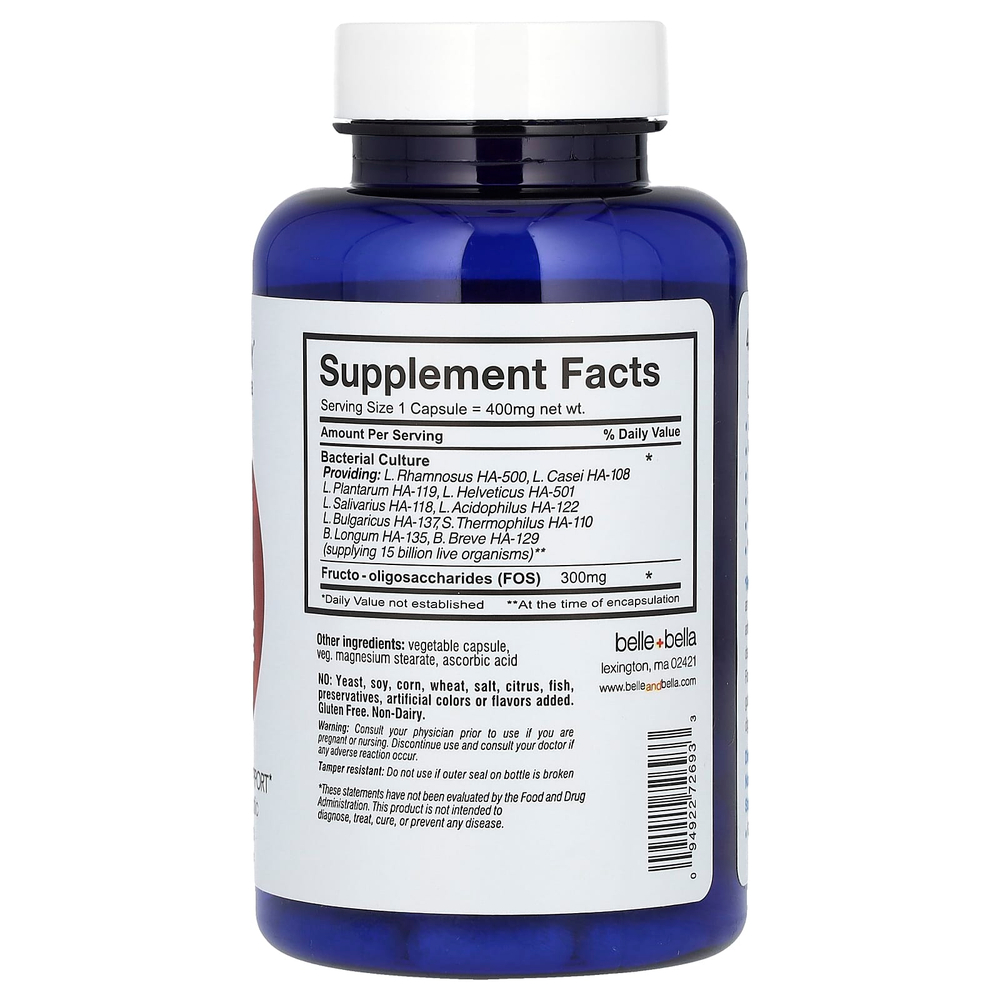 Belle+Bella, Пробиотик, Flora Restore, 15 млрд живых культур, 60 капсул