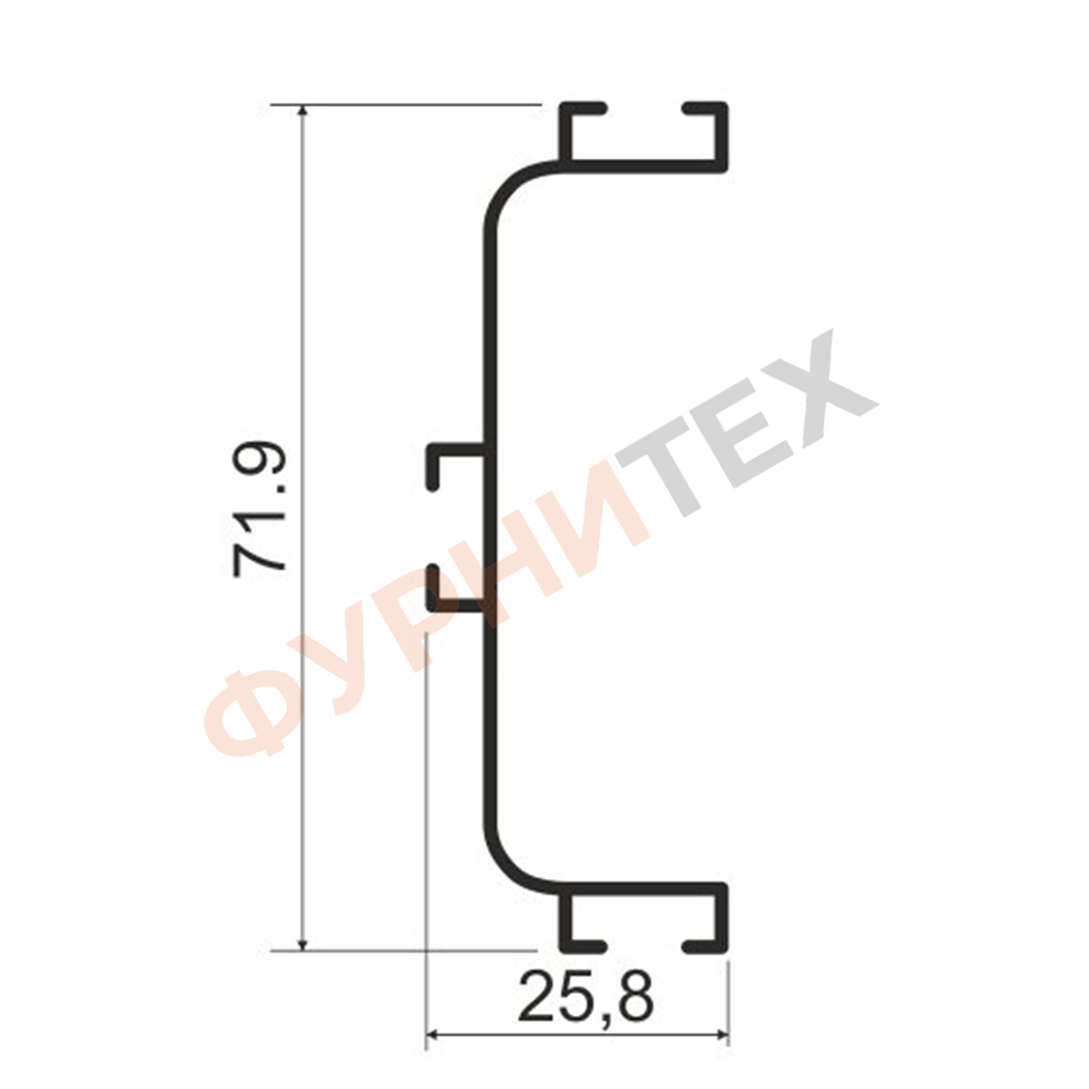 KB91 Профиль горизонтальный C-образный средний для нижних баз 4м Латунь A21