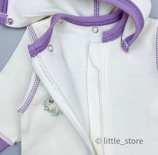 Комбинезон утепленный "Зайкины истории" молочный с лиловым