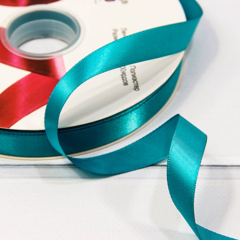 Лента Атласная 1,5см х 110м Полиэстер класс А (Голубой)