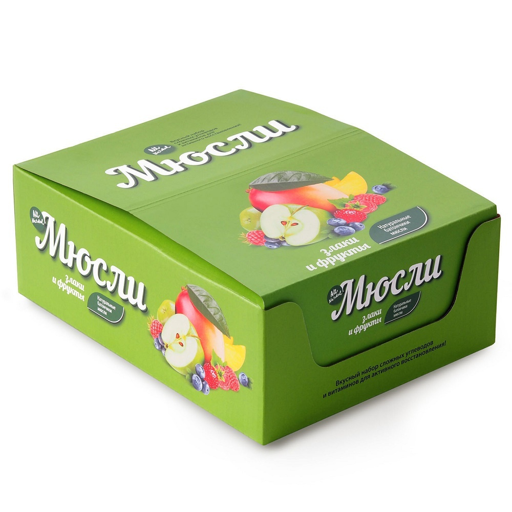 Мюсли прессованные. Батончик EFFORT Muesli МИКС земляника / малина / манго / черника / яблоко и злак