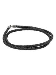 Гайтан кожаный черный с замком Captain Hook из мельхиора