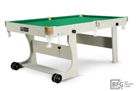 Бильярд BFG Compact Light 5 (Серый) (Пул, серый (ЛДСП), ЛДСП_16, Manchester 45 Yellow green ш1,98м, Х/б сетка)