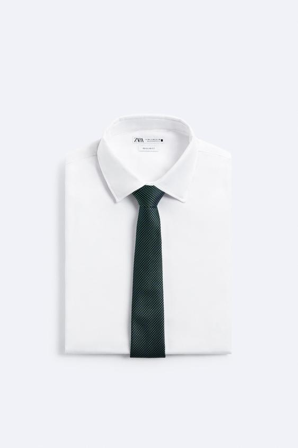 ZARA ГАЛСТУК ИЗ 100% ШЕЛКА С РЕЛЬЕФНЫМ УЗОРОМ, ЗЕЛЕНЫЙ