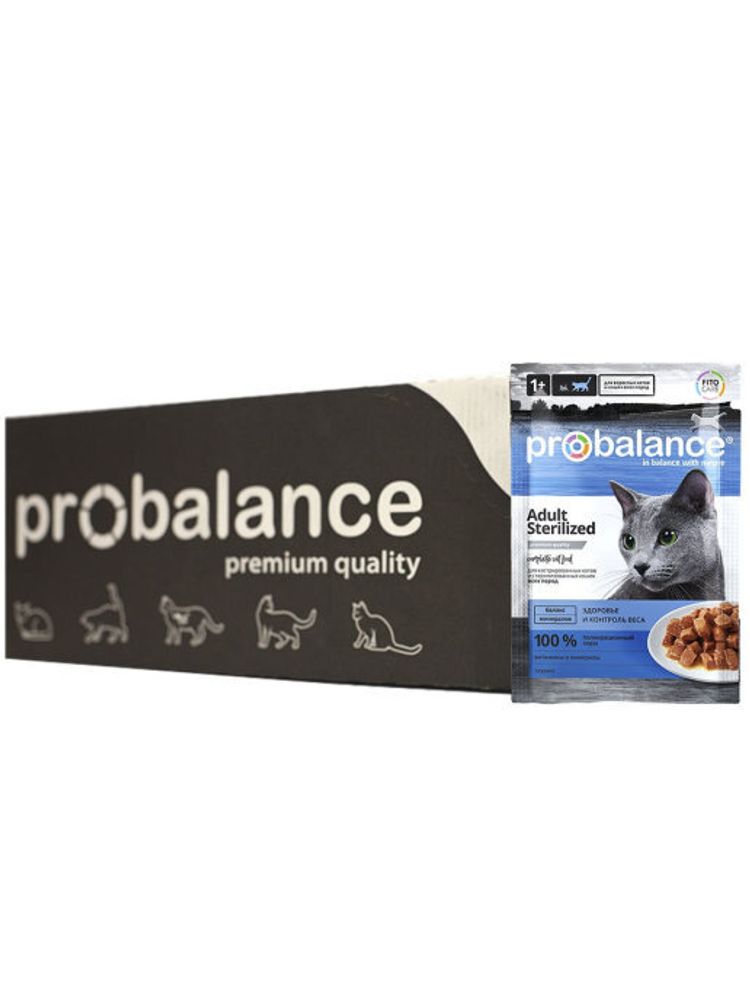 Влажный корм Pro Balance Sterilized для стерилизованных кошек, 28 шт x 85 г