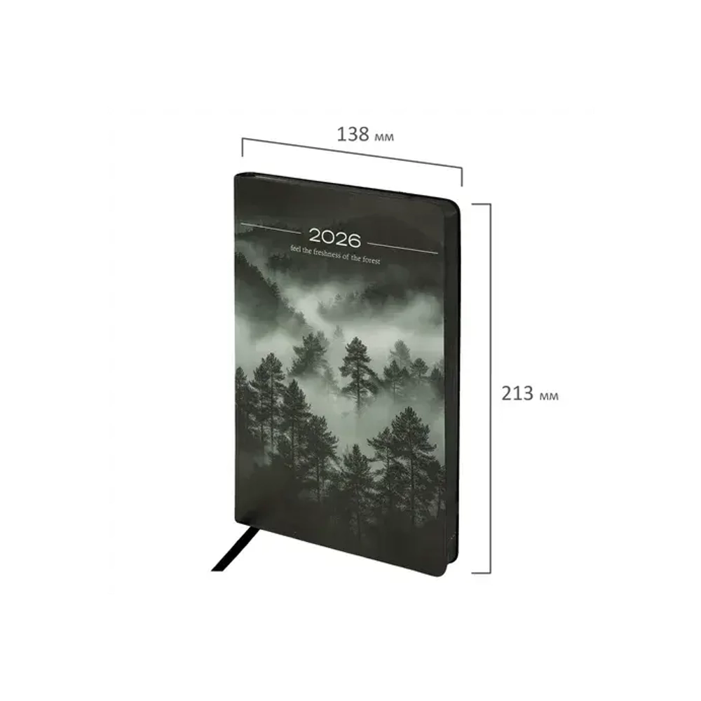 Ежедневник датированный 2026 А5 138x213 мм, BRAUBERG "Vista", под кожу, гибкий, "Mist", 117450