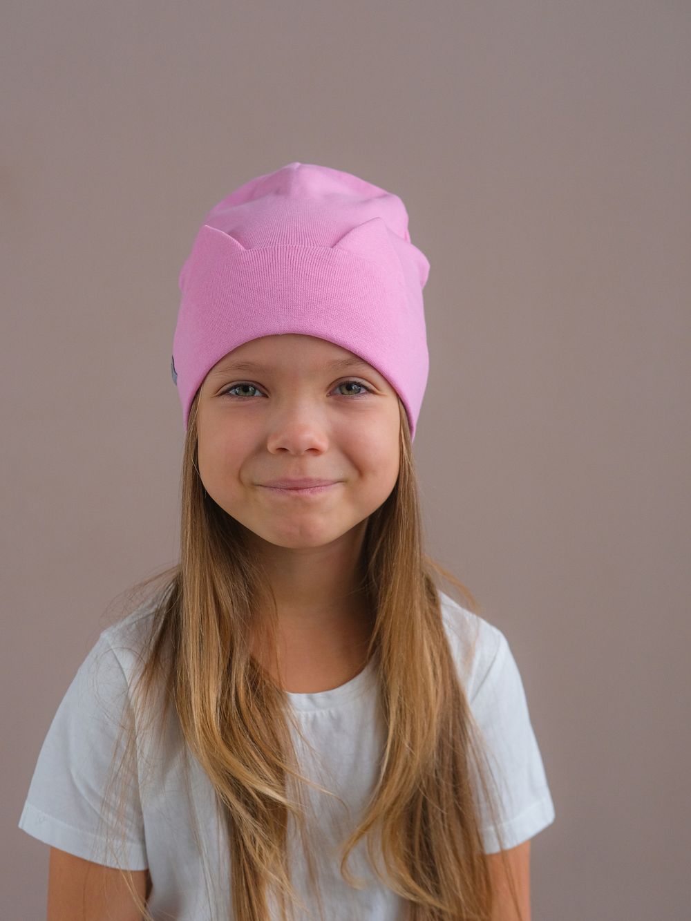 Шапка трикотажная КИС(Безе/Розовый)