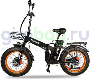 Электровелосипед Minako F10 Pro Dual (полный привод) - Оранжевый обод фото