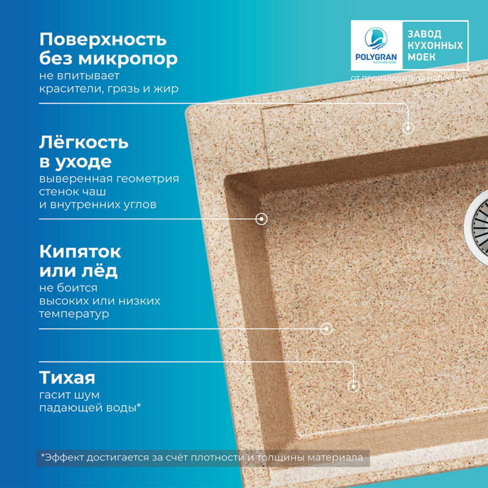 Мойка POLYGRAN ARGO-760 песочный № 302