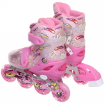 Коньки роликовые раздвижные Happy Star 668AT в наборе: шлем, защита, размер S (29-33), розовый
