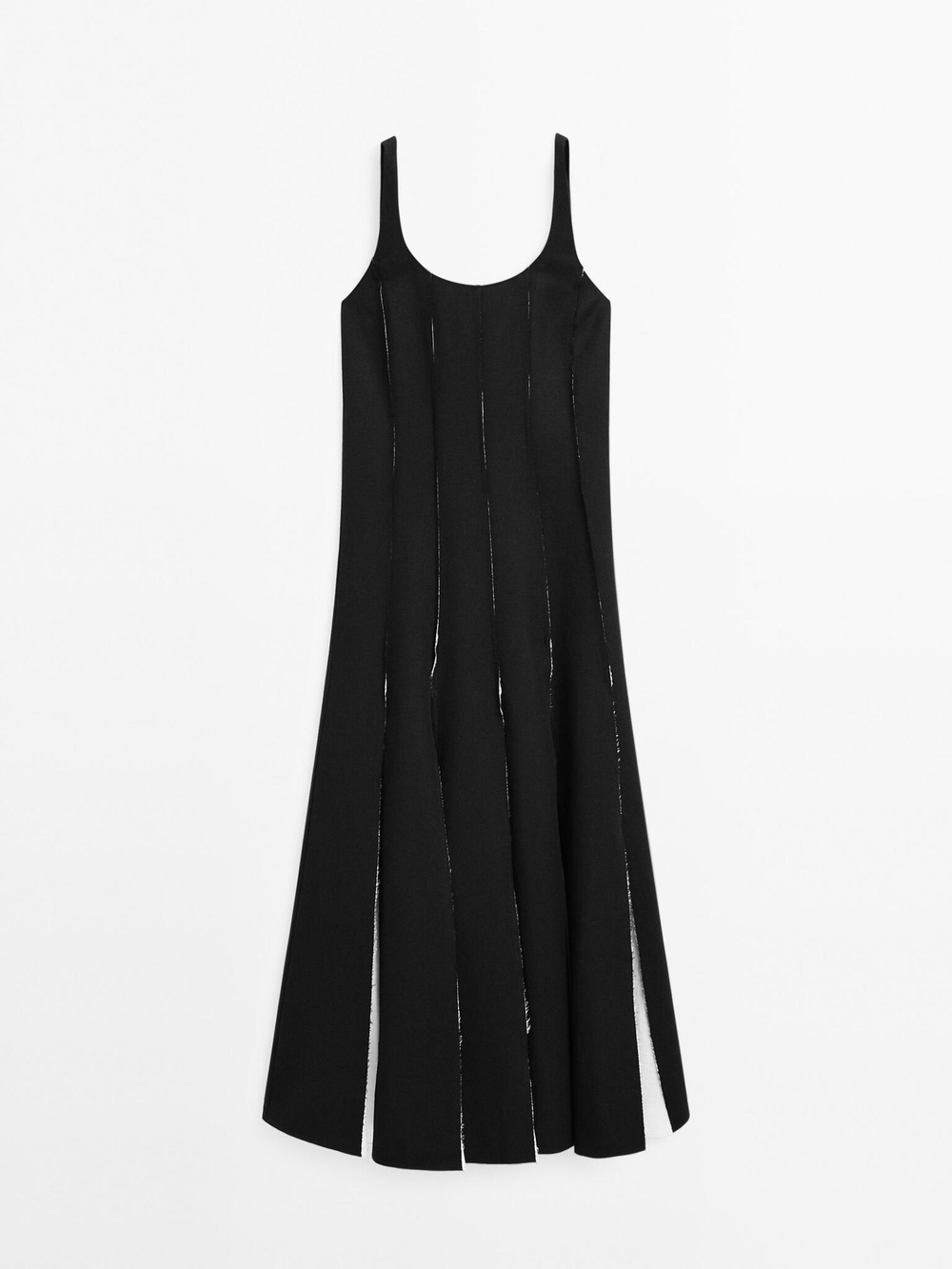 Massimo Dutti Длинное струящееся платье из льняной смеси, черный