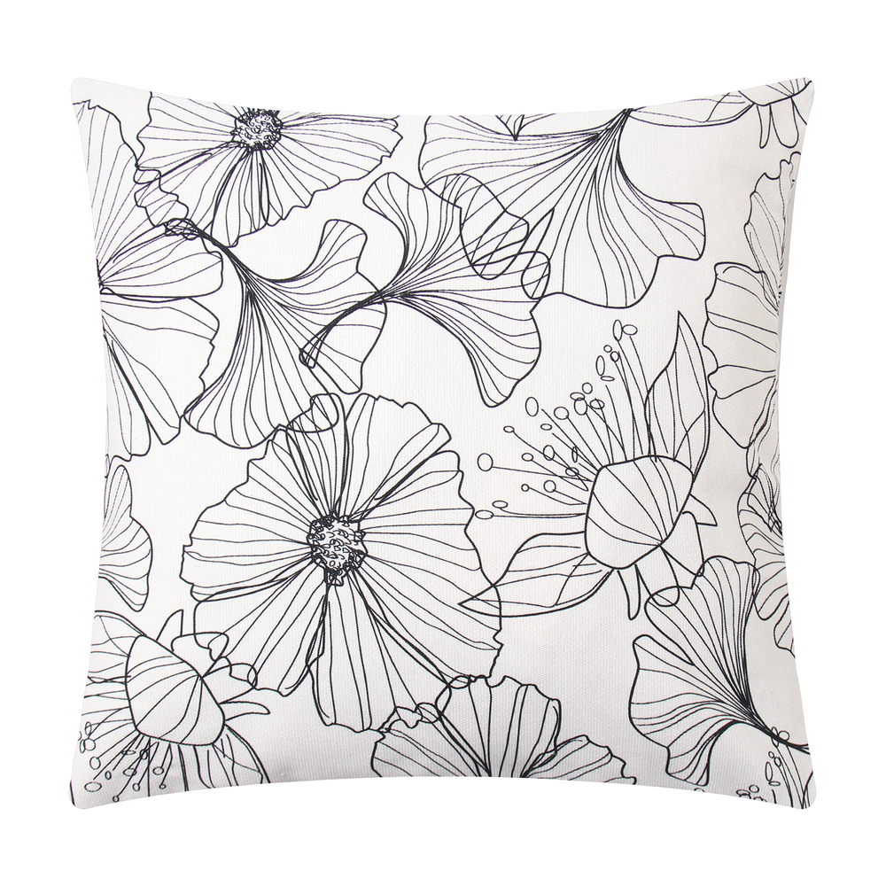 Наволочка декоративная Чёрные цветы, 40 х 40 см, 100% хлопок