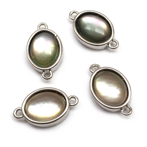 Коннектор с радужным перламутром 13х7 мм, родий