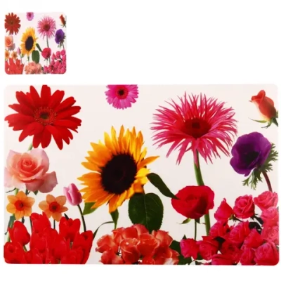 Салфетка на стол 43*28см в наборе 6+6шт «Цветы»