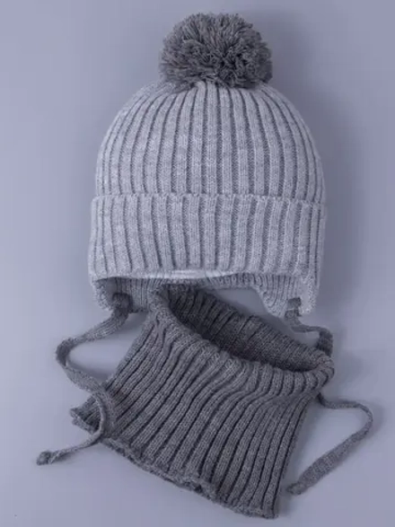 Шапка детская осенняя вязаная и снуд