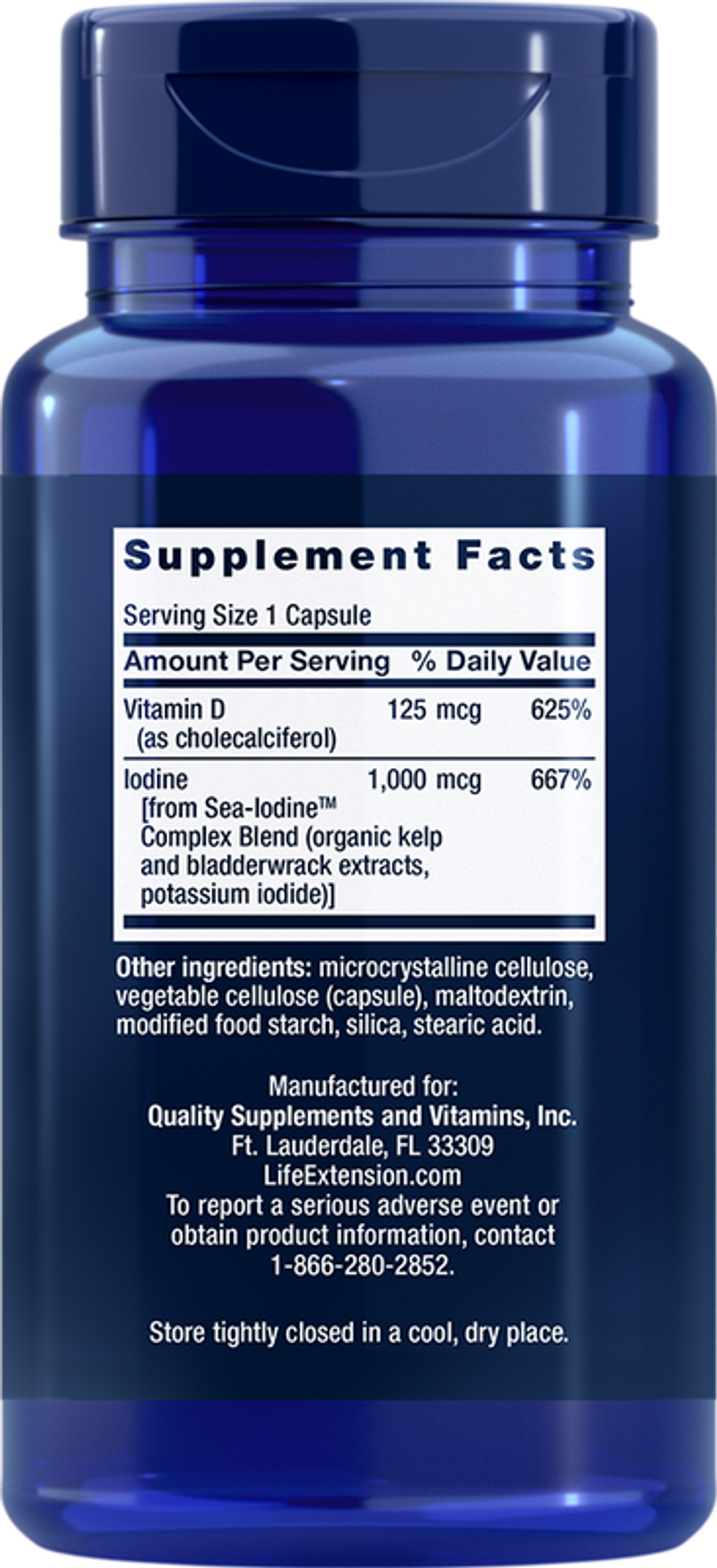 Vitamin D3 with Sea-Iodine 125 mcg (5000 IU) 60 капсул Life Extension