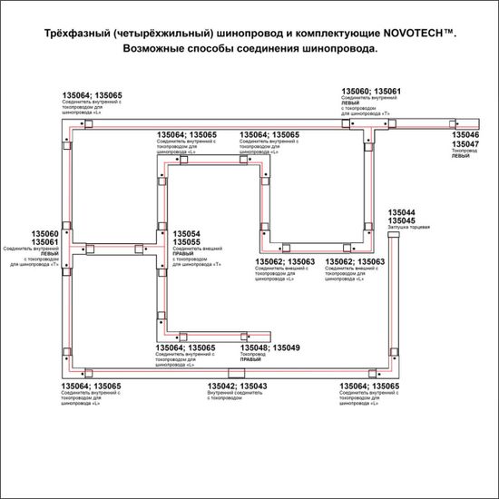 135239 PORT NT24 298 белый Трехфазный (четырехжильный) шинопровод 3м, в комплекте заглушки 2шт IP20 220V