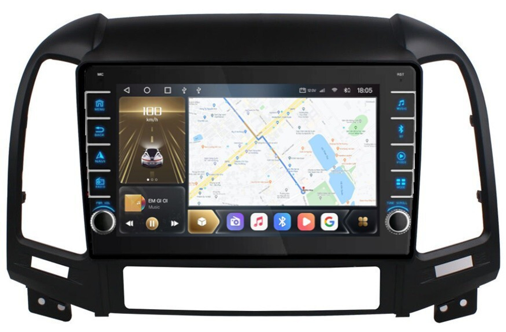 Магнитола для Hyundai Santa Fe 2006-2012 - Carmedia OL-9717 (кнопки и крутилки), Android 12, TS10, CarPlay, 4G SIM-слот