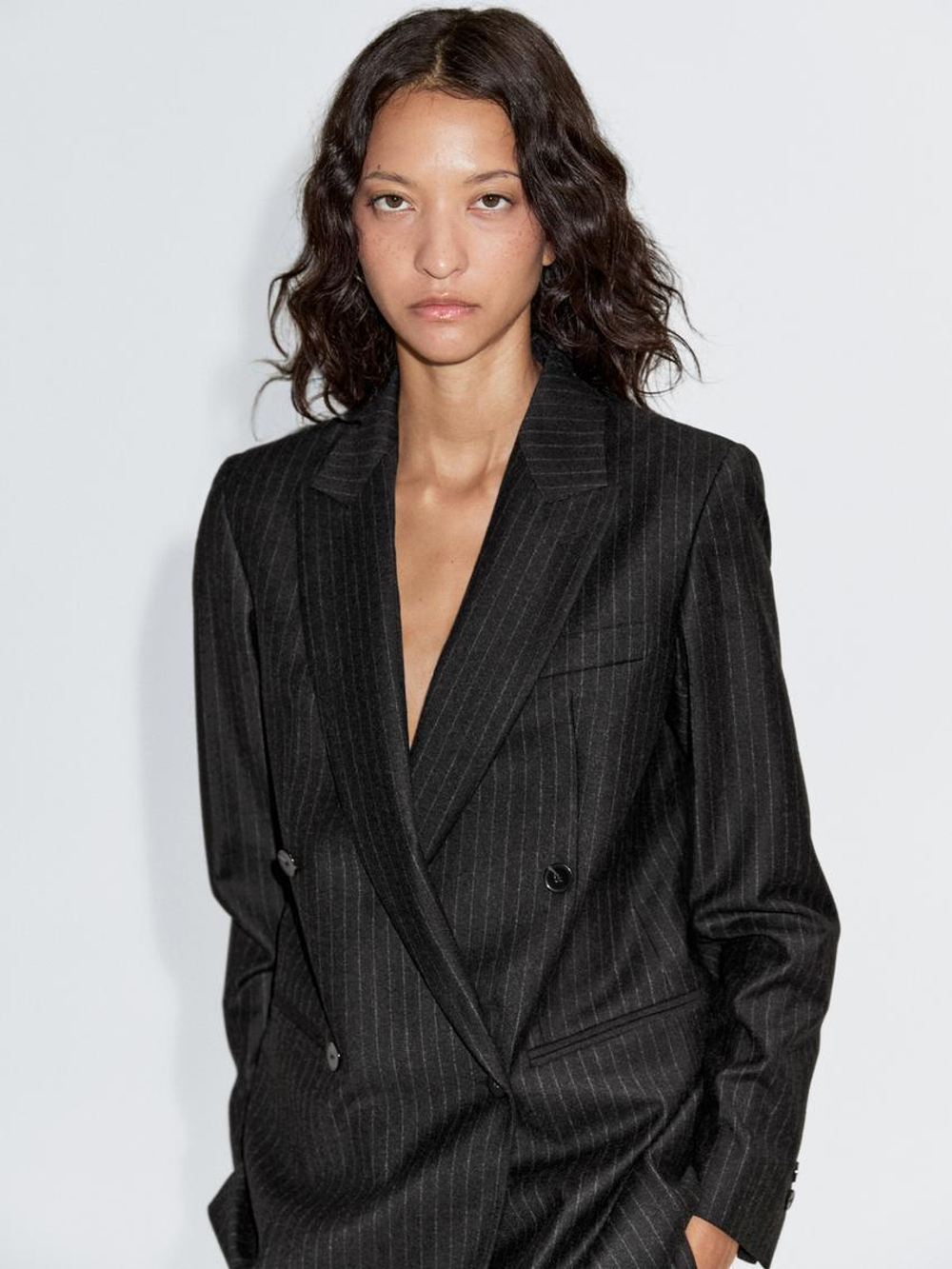 Massimo Dutti Двубортный пиджак из 100% шерсти, серый