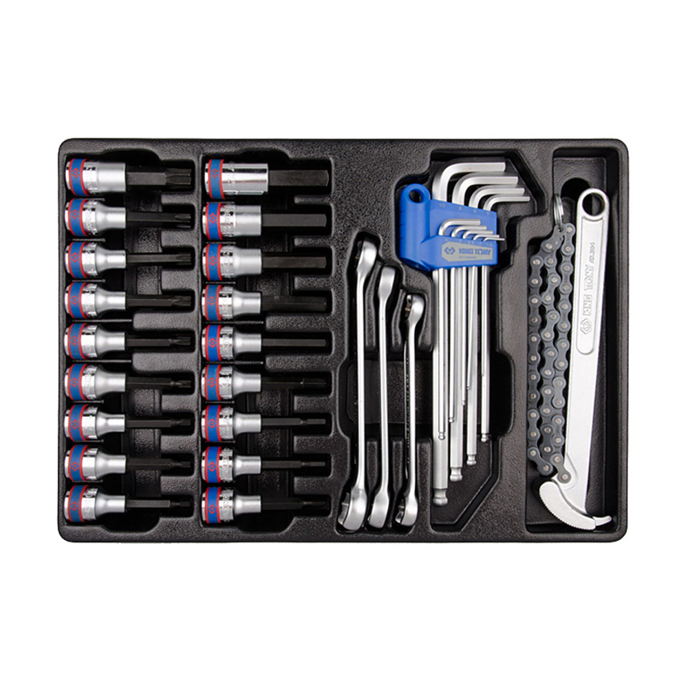KING TONY (9-90131MR) Набор торцевых насадок, шестигранники Г-образные и разрезные ключи, ложемент, 31 предмет